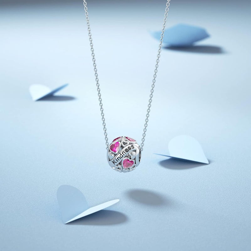 DALARAN Birthstone Charms for Charms Bracelet 925 Sterling Silver Heart Bead Happy Birthday Charms for Women - Image 3